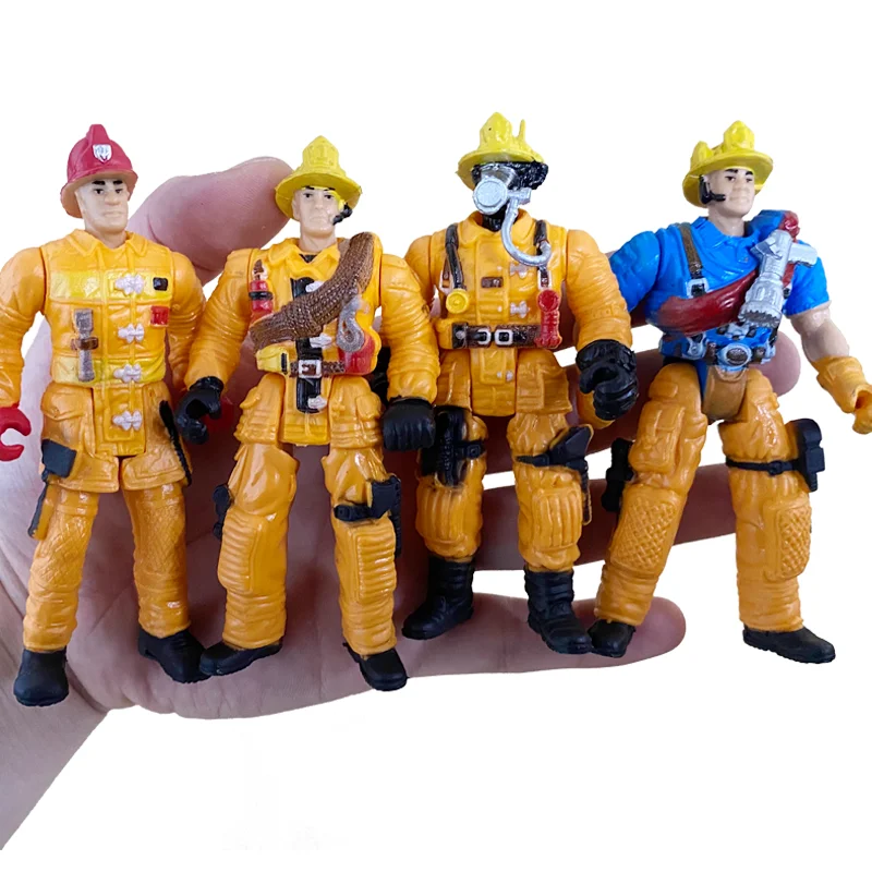 消防士の男性の兵士アクションフィギュアプレイセット、ツール、子供