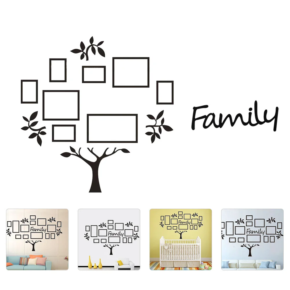 

Of 3D Acrylic Living Room Bedroom Wall Photo Tree Wall Decoration DIY Photo Frame Home Living Room Decor (Black)