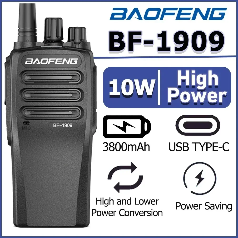 Baofeng Official Store BF-1909 10W High Power Walkie Talkie Long Range Two Way Radio Type C Charging Transmitter Upgrade 2