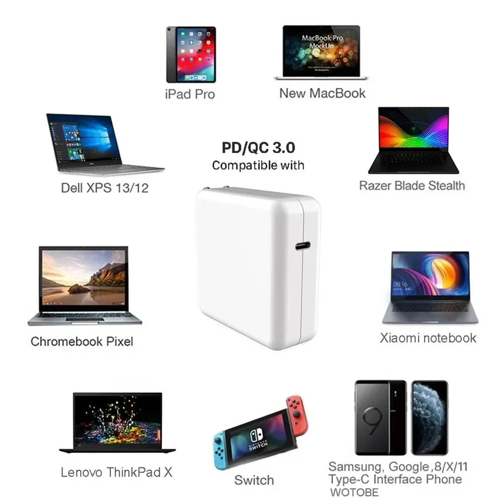 YP 30W 61W 67W 87W 96W 140W PD USB C 고속 충전기 노트북 노트북 전원 어댑터 Apple Macbook Pro Air M1 M2 12/13/14/16 인치