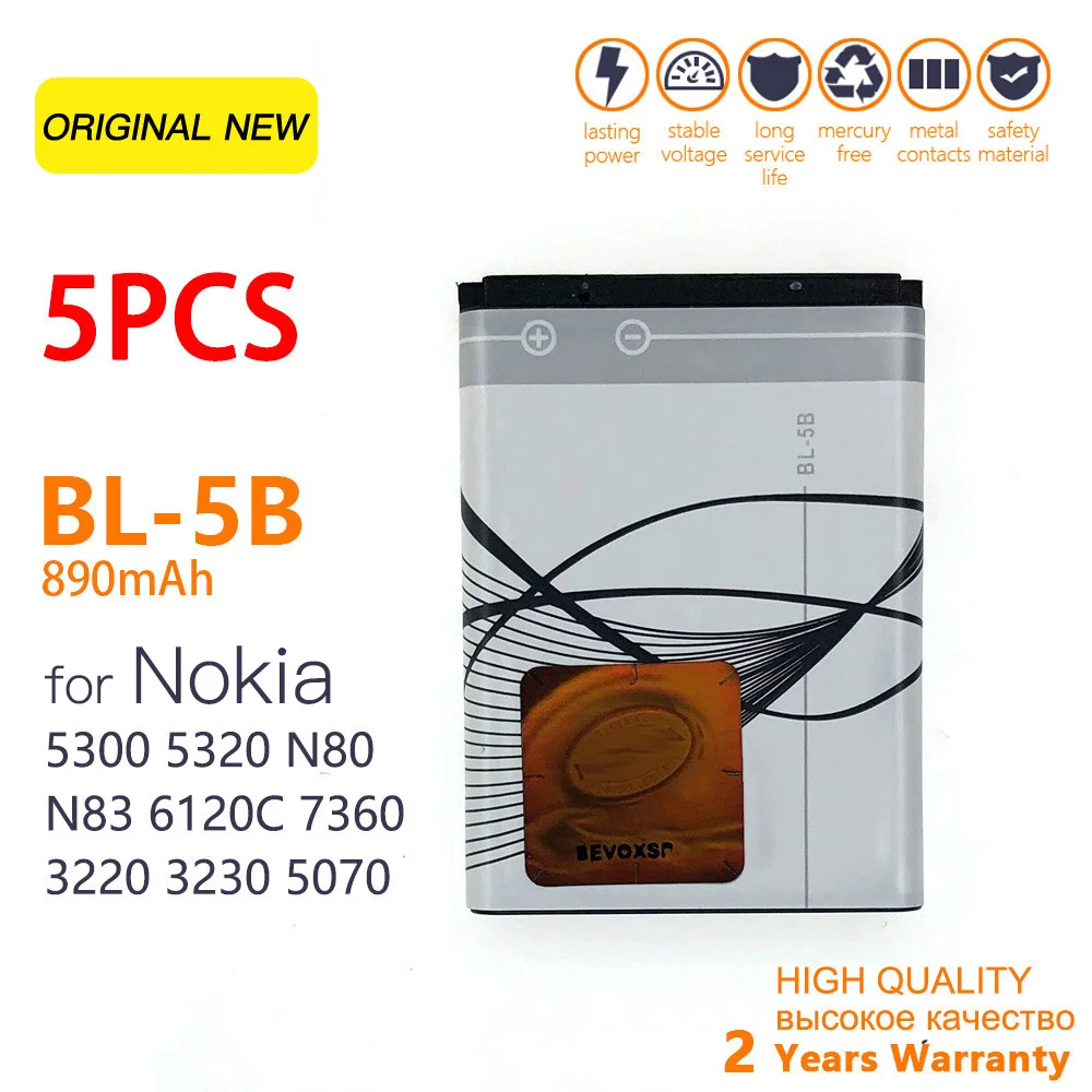 890mAh BL-5B BL5B BL 5B Lithium Phone Battery For Nokia 5300 5320