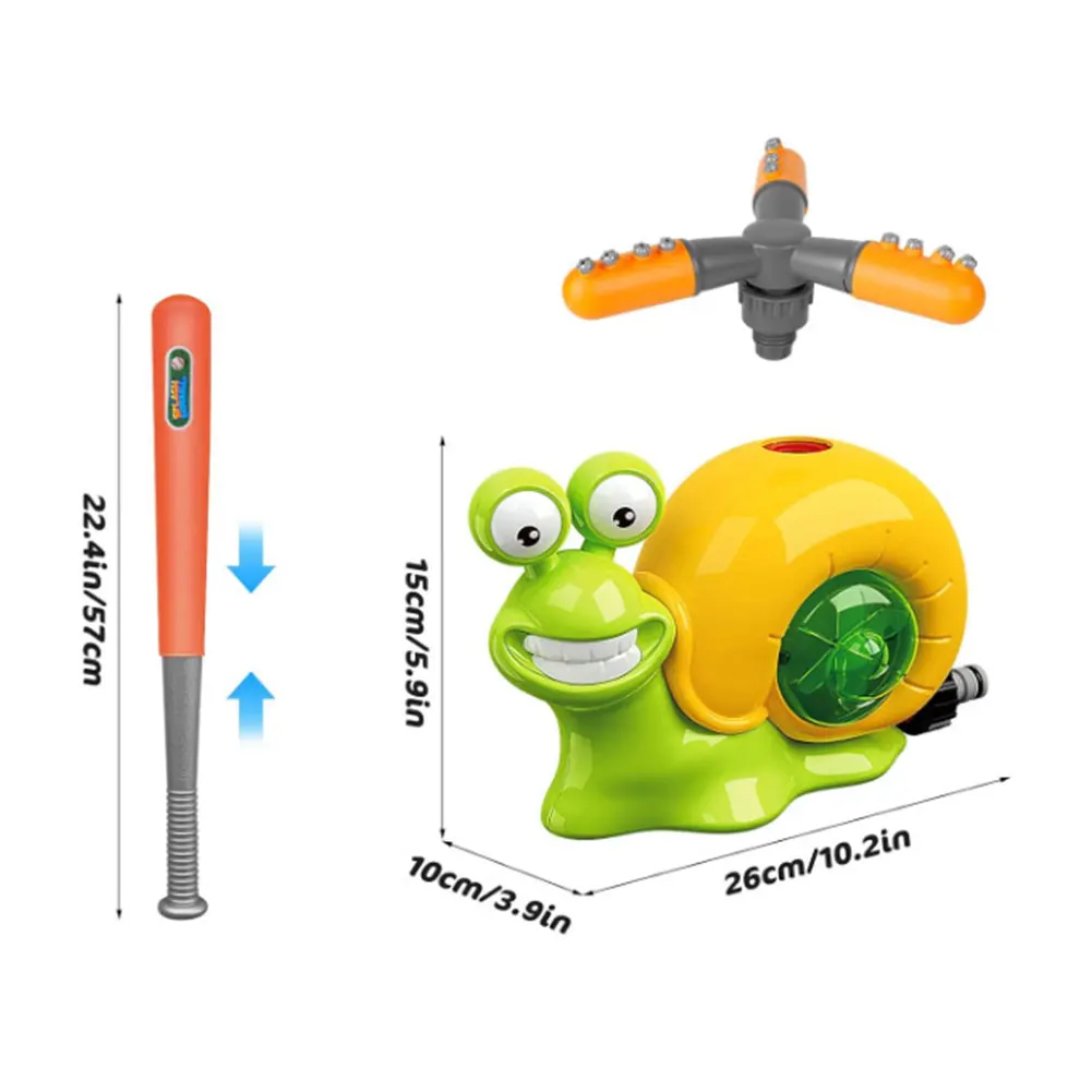 Cartoon Snail Water Sprinkler Baseball Toy Summer Water Game Sprinkler for Boys Girls Summer Backyard Lawn Pool Party Fun