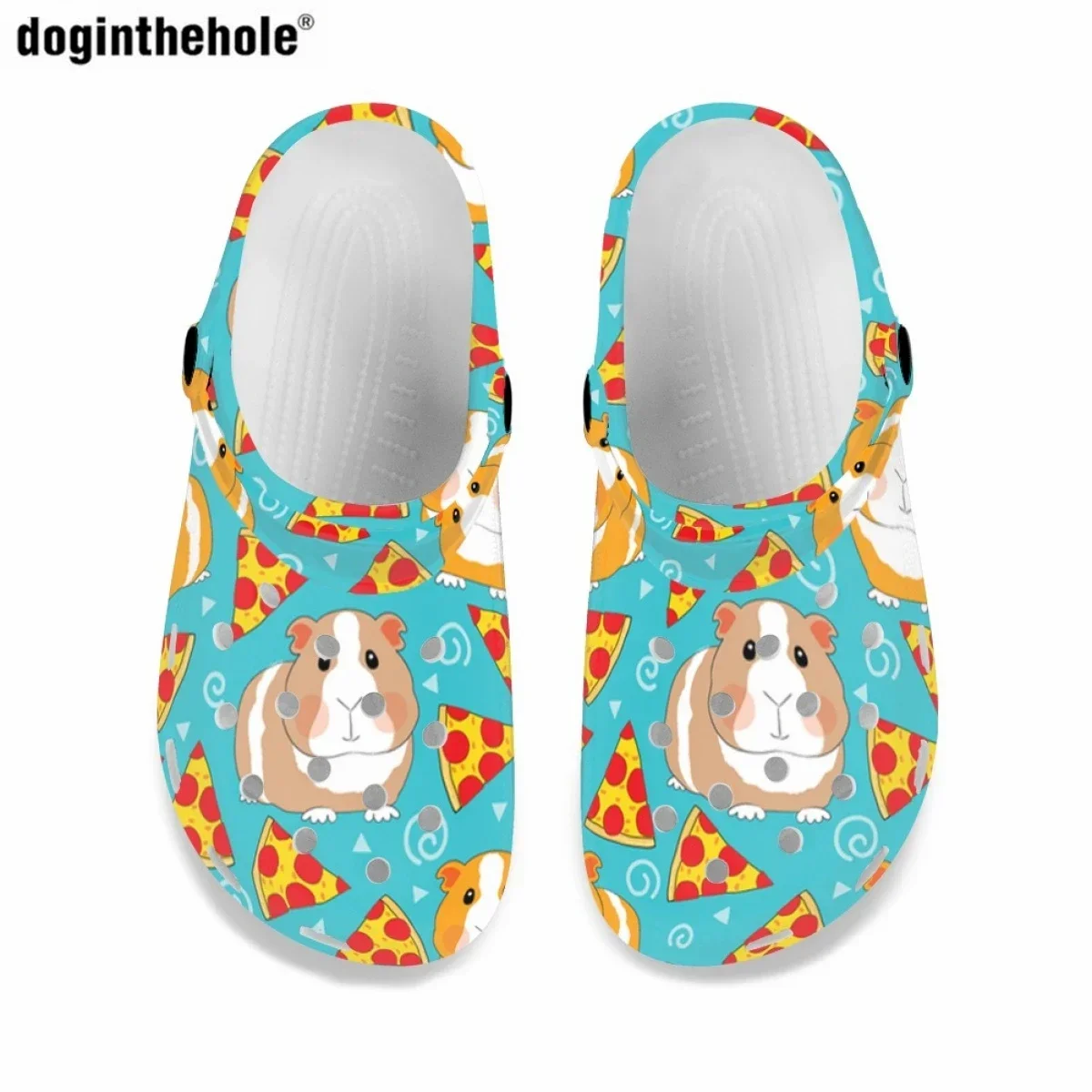 New Summer Clogs For Women Cute Cartoon Guinea Pig Print Slippers Men Outdoor Beach Wading Sandals Garden Hole Shoe