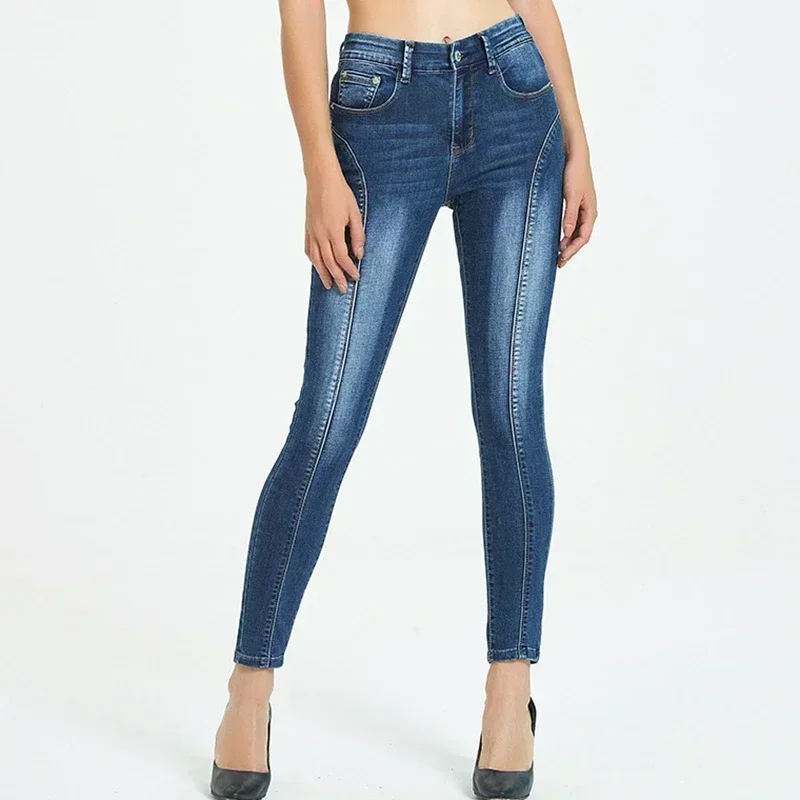 Jeans for Women Push Up Denim Pants Moto Biker Skinny Jeans 2026 Trend Clothes Pantalones De Mujer Pantalon Femme Blue 2XL 3XL - 2