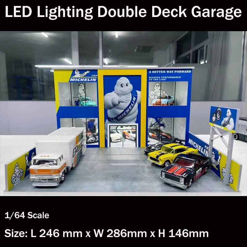 

Assemble Diorama 1/64 LED Lighting Double Deck Garage Model Car Station Parking Lot - Michlin