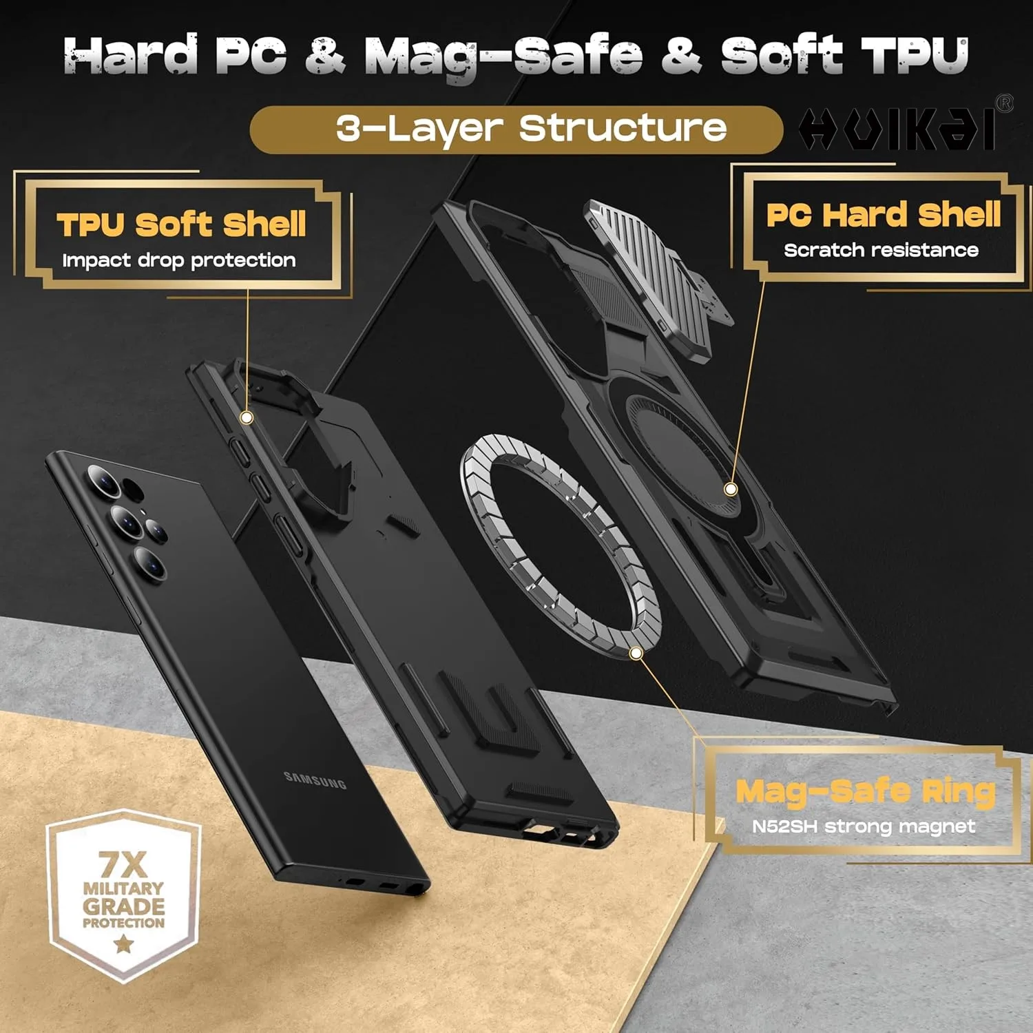 Magnetic Rotatable Stand Holder Case with Kickstand and Enhanced Protection