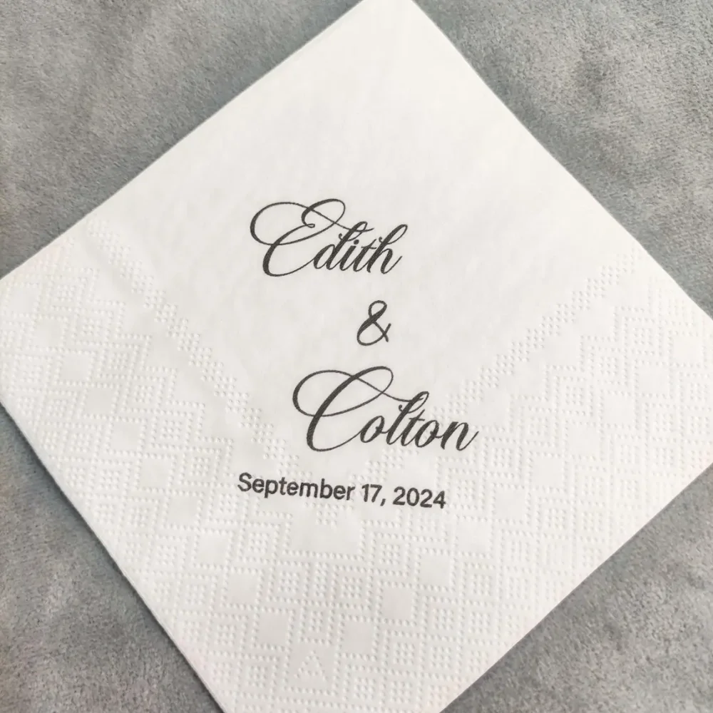 50 pcs Wedding Cocktail Napkins,Engagement Cocktail Napkins,Wedding Reception Napkins,Rehearsal Dinner,Engagement Party