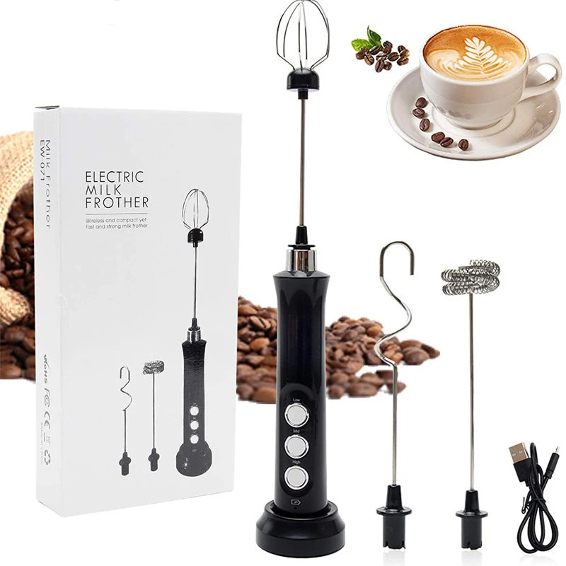 

3 In 1 Wireless Milk Frother Handheld Foam Maker for Lattes Coffee Whisk Mixer Foamer for egg Cappuccino Matcha Frothing Wand