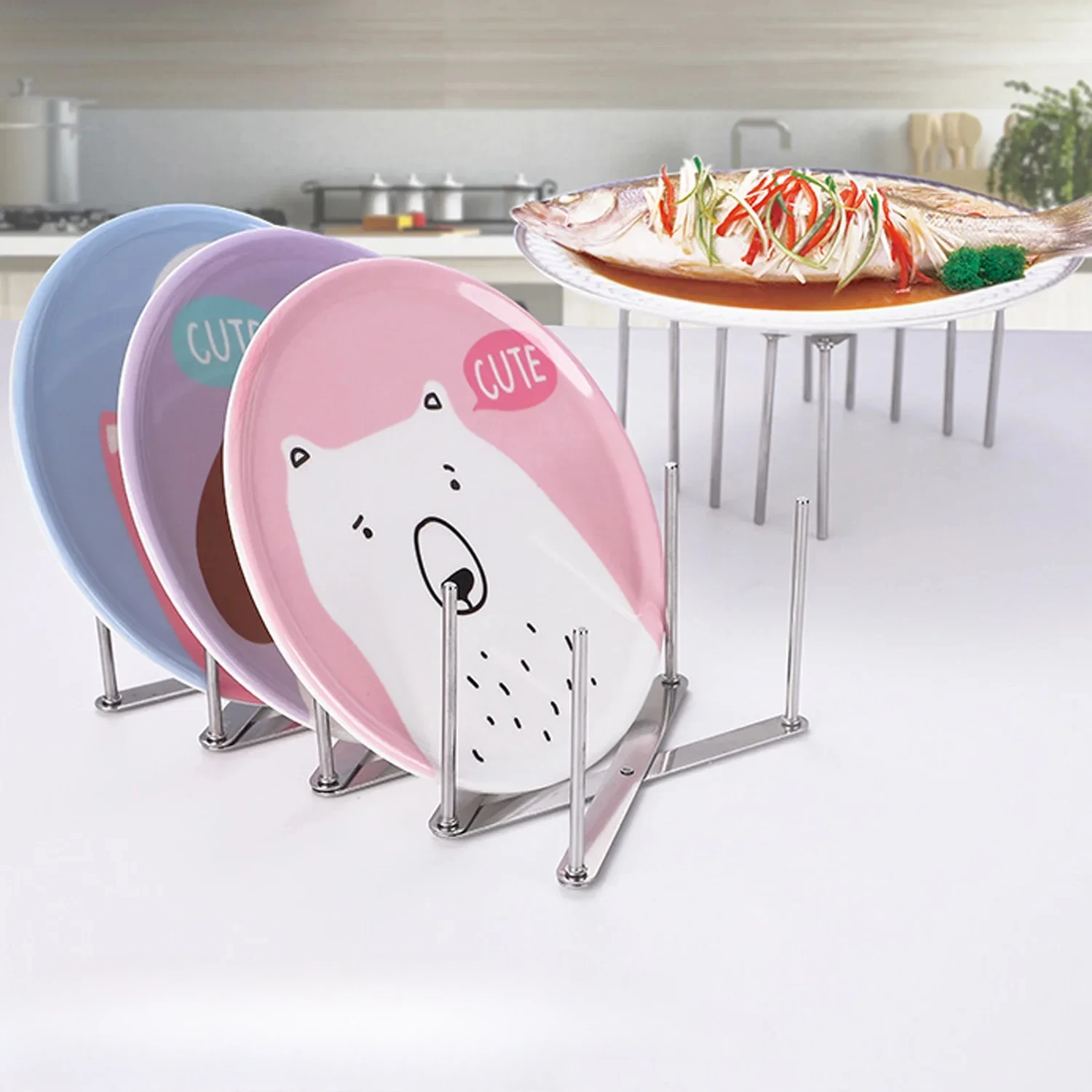 Retractable and Folding Stainless Steel Rack: A Versatile Kitchen Household Storage Solution for Plates,Pot Lids,and Steam Racks
