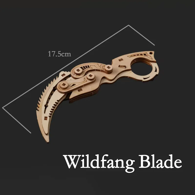 3D Puzzle Wood Assembly Model DIY Karambit Montage Toys Mini Small Pistol Toys Claw Knife Safety Knives Boys
