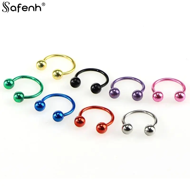 8PCS/lot Colorful Steel Horseshoe Nose Septum Rings Ear Rings Body Piercing Nariz Jewelry Piercng 3 Sizes Available 6/8/10 MM