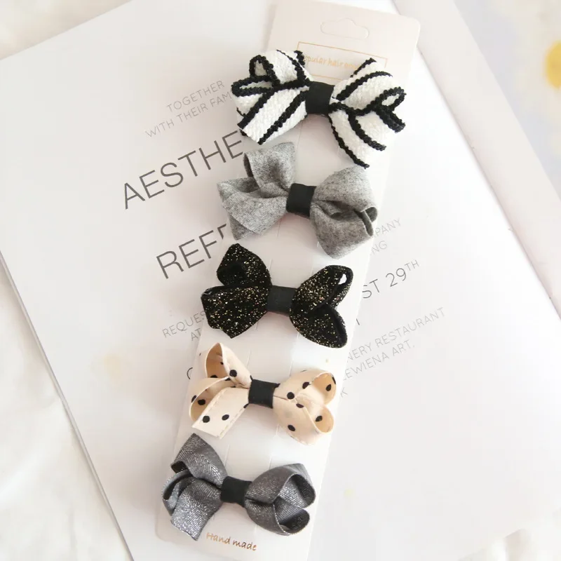 Bowknot Baby Girl Hairpins Cute Floral Plaid Dot Children Hair Clips Baby Hairpin Kids Barrettes Hair Accessories 5/10Pcs