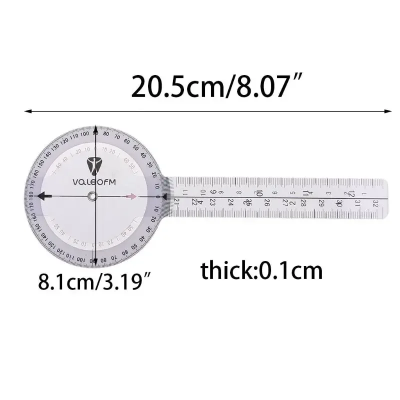8" Joint Ruler Calibrated Goniometer Round Tape Measure 360Degrees Measuring Tool