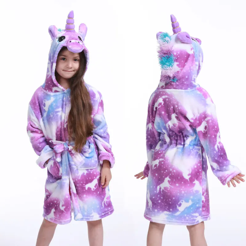 Baby Christmas Pajamas Teens Girls Warm Robes Kids Kigurumi Rabbit Home Sleepwear Animal Unicorn Winter Bathrobe Children