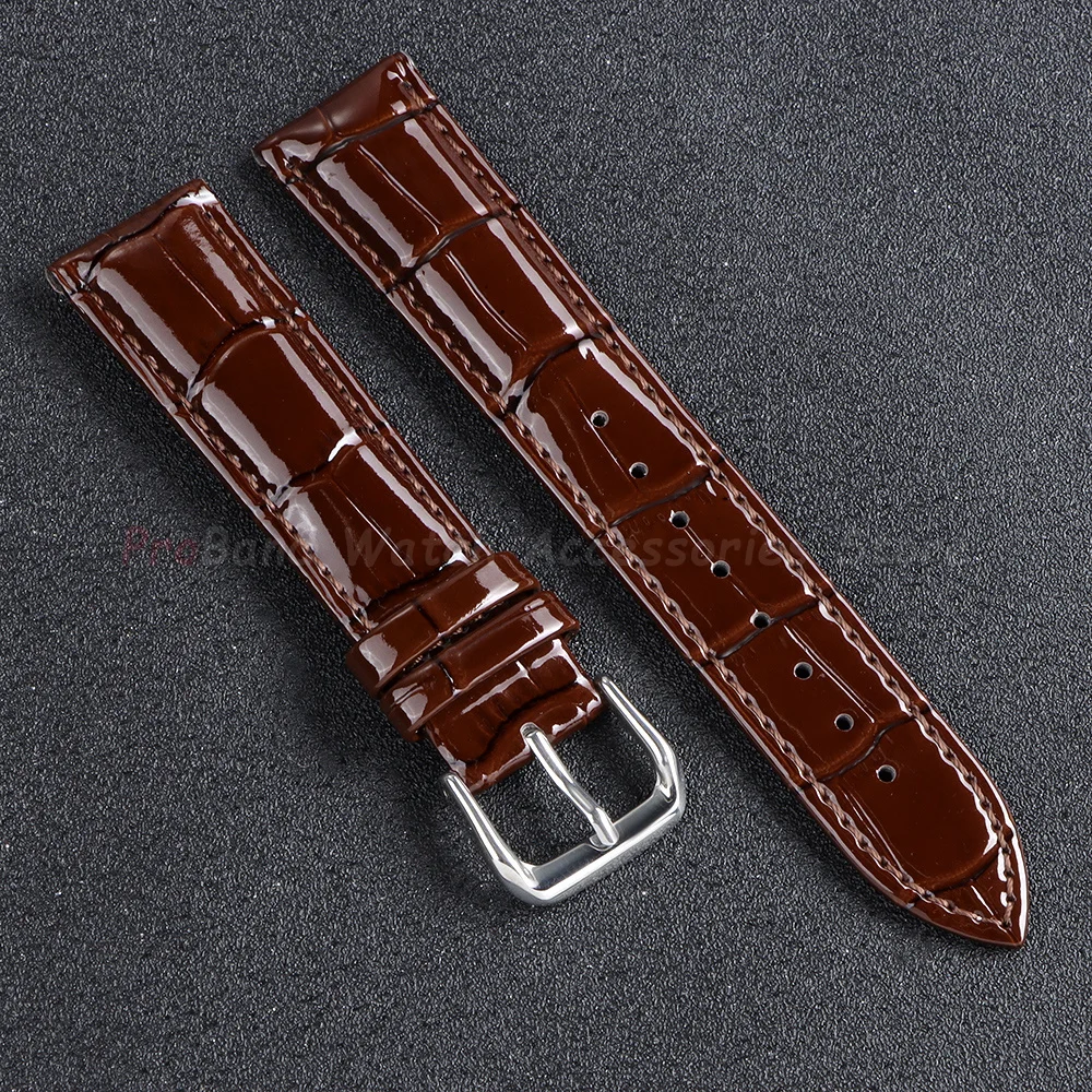 Premium Shiny Leather Watch Strap Replacement Bracelet