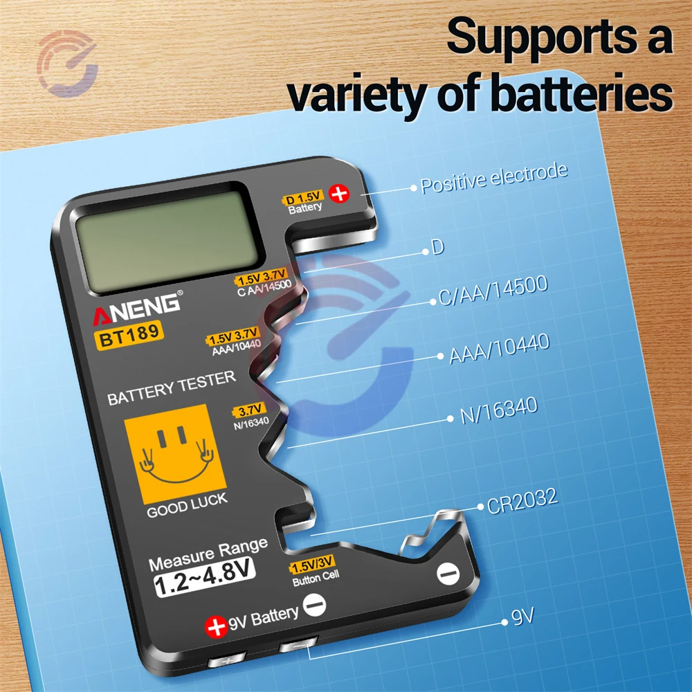 BT189 Button Cell Battery Tester LCD Display Universal Battery Checker for AA AAA 9V 1.5V/3V Button Cell Batteries Tester Tools