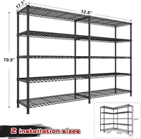 Wide Storage Shelves 70.9" H Wire Shelving Unit Load 1600 LBS 5 Tier Metal Shelving for Storage Rack Heavy Duty M 2