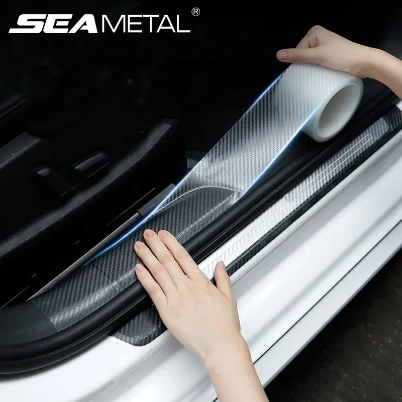 

SEAMETAL Carbon Fiber Car Sticker Door Edge Transparent Film Anti Scratch Auto Door Sill Protector for Bumper Trunk Household Ca