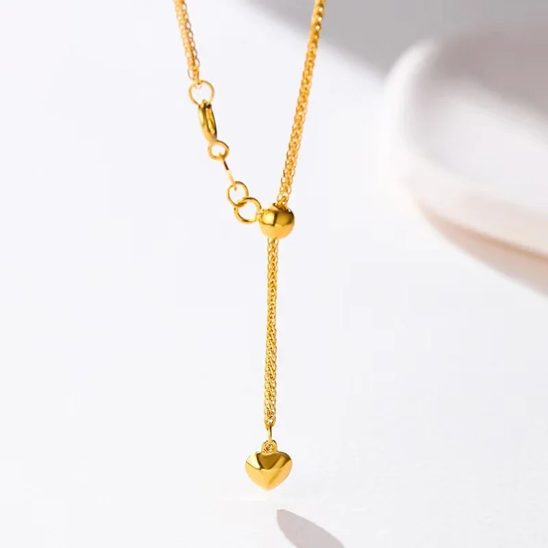 

Real 18K Gold DIY Chain Necklace Pure AU750 Adjustable Chopin Chain Small Love Design Fine Jewelry Gift For Women CN011