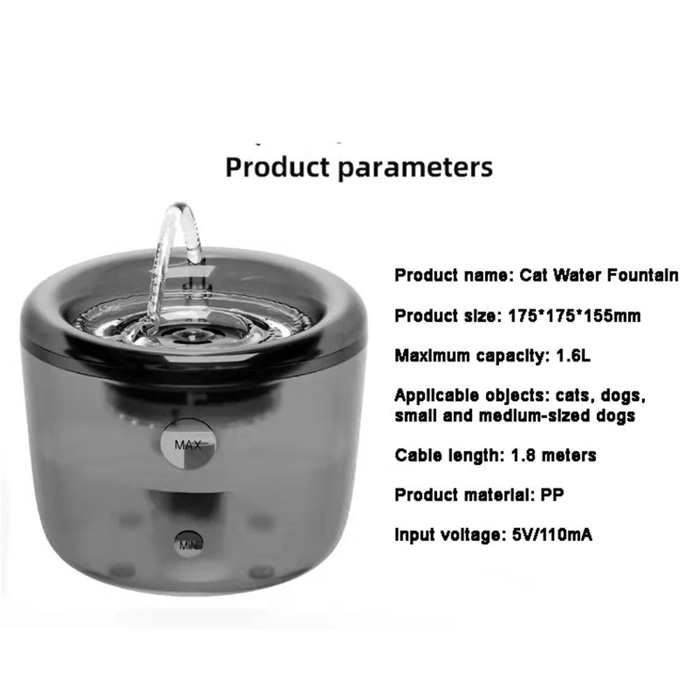 Cat Water Fountain Drinker 1.6L Automatic Motion Sensor