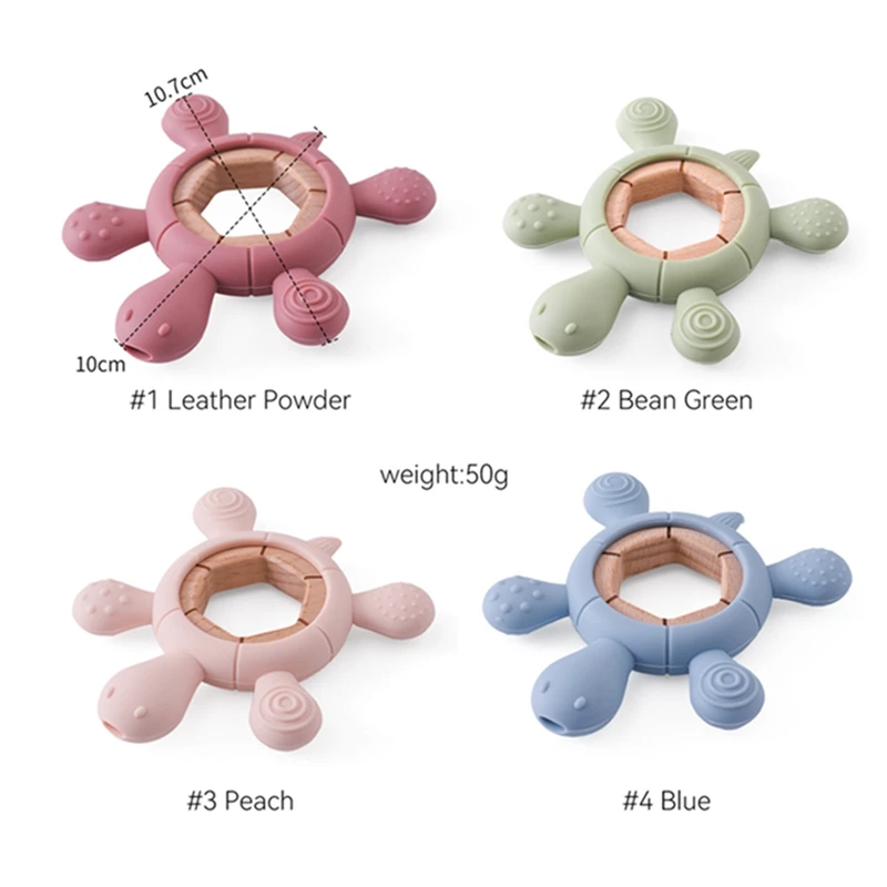 Baby Teether Kid Cartoon Turtle Shape Teething Silicone Dental Care Gums Anti-eating Hand ​Molar Stick BPA Free ​Baby Accessorie 6