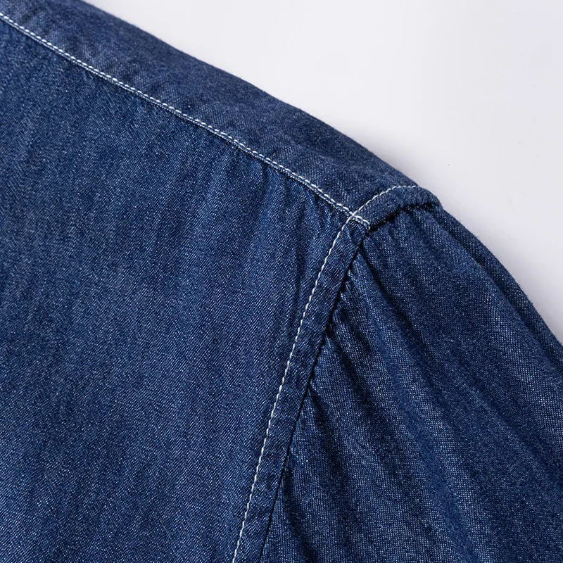 100% Cotton Denim Shirts For Men Long Sleeve Shirt Business Slim Fit Casual No Ironing Tops 4 Seasons Gentlemen's Trendy Clothes