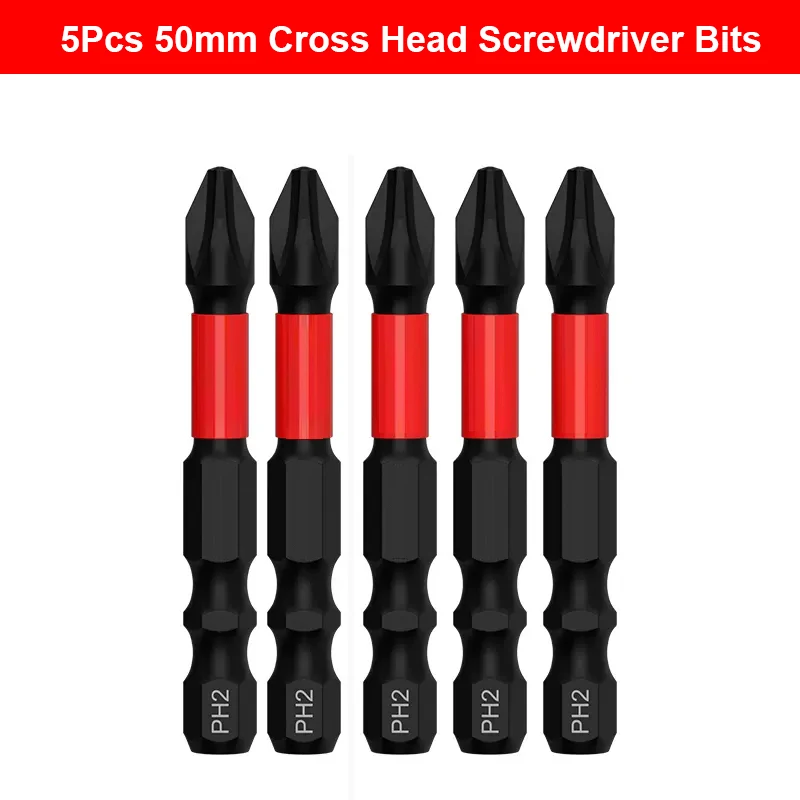 

5Pcs Cross Screwdriver Bit 1/4 Inch Hex Shank Magnetic Cross Head Drill Bit PH2 Screwdriver Set