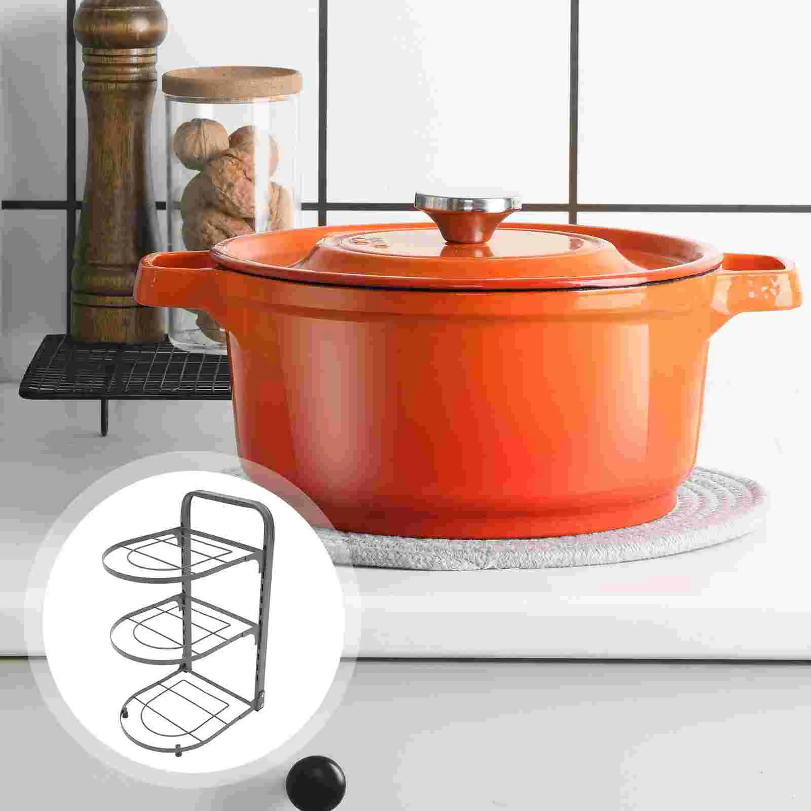 

Multi-function Pot Rack Foldable Pans Organizer Convenient Shelf Kitchen Professional