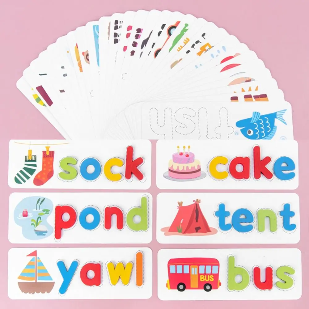 Wooden Word Spelling Game For Children 26 English Letters Spelling Practice Early Education Cognitive Educational Toys