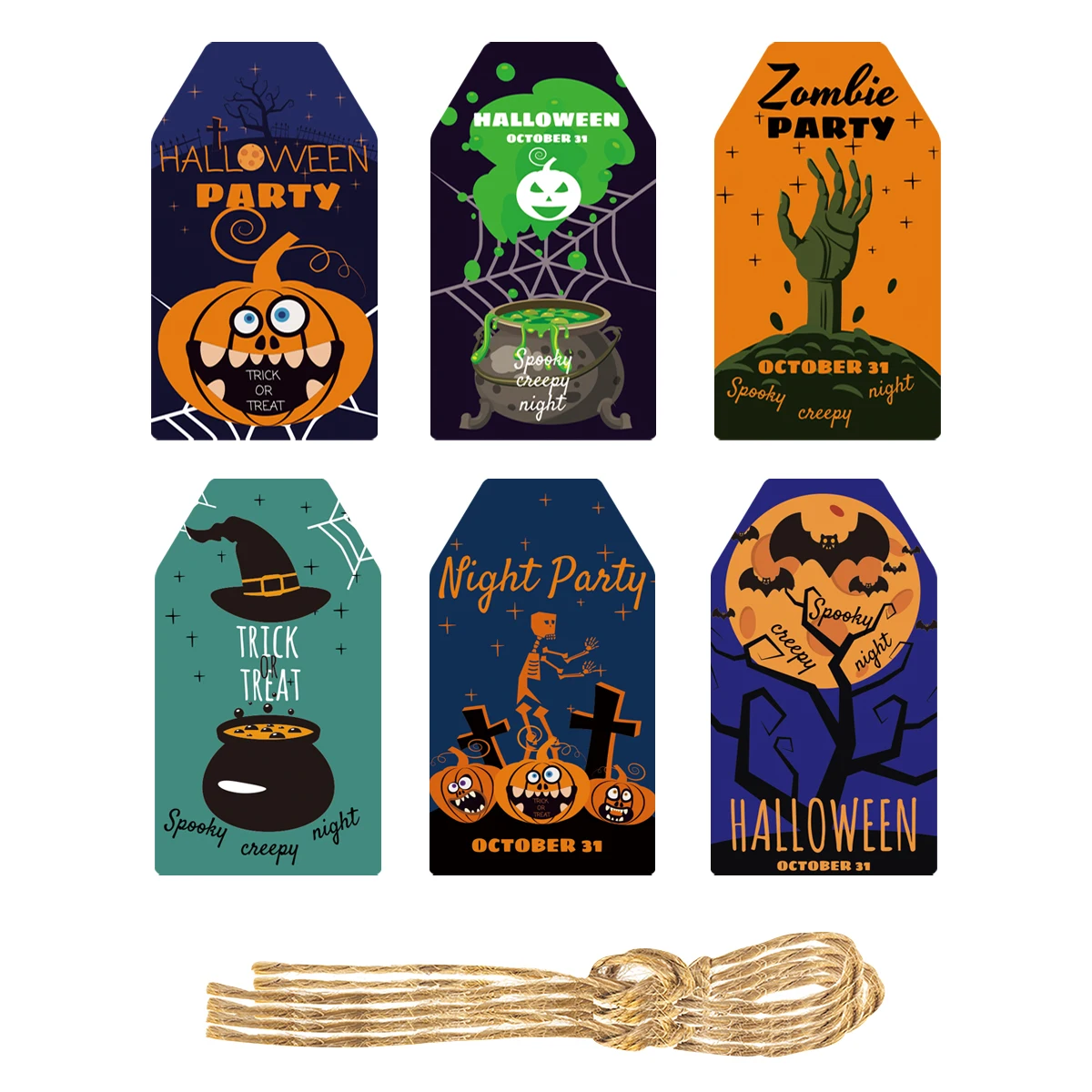 60 Stück Happy Halloween Kraftpapier-Geschenkanhänger Süßes oder Saures Goodie Candy Boo Bag Party Favor Label Tags Hängekarte Home Decor – Detail 2