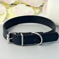 Multicolor Leather Pet Collar with Bell - Non - strangled Design - L (Black)