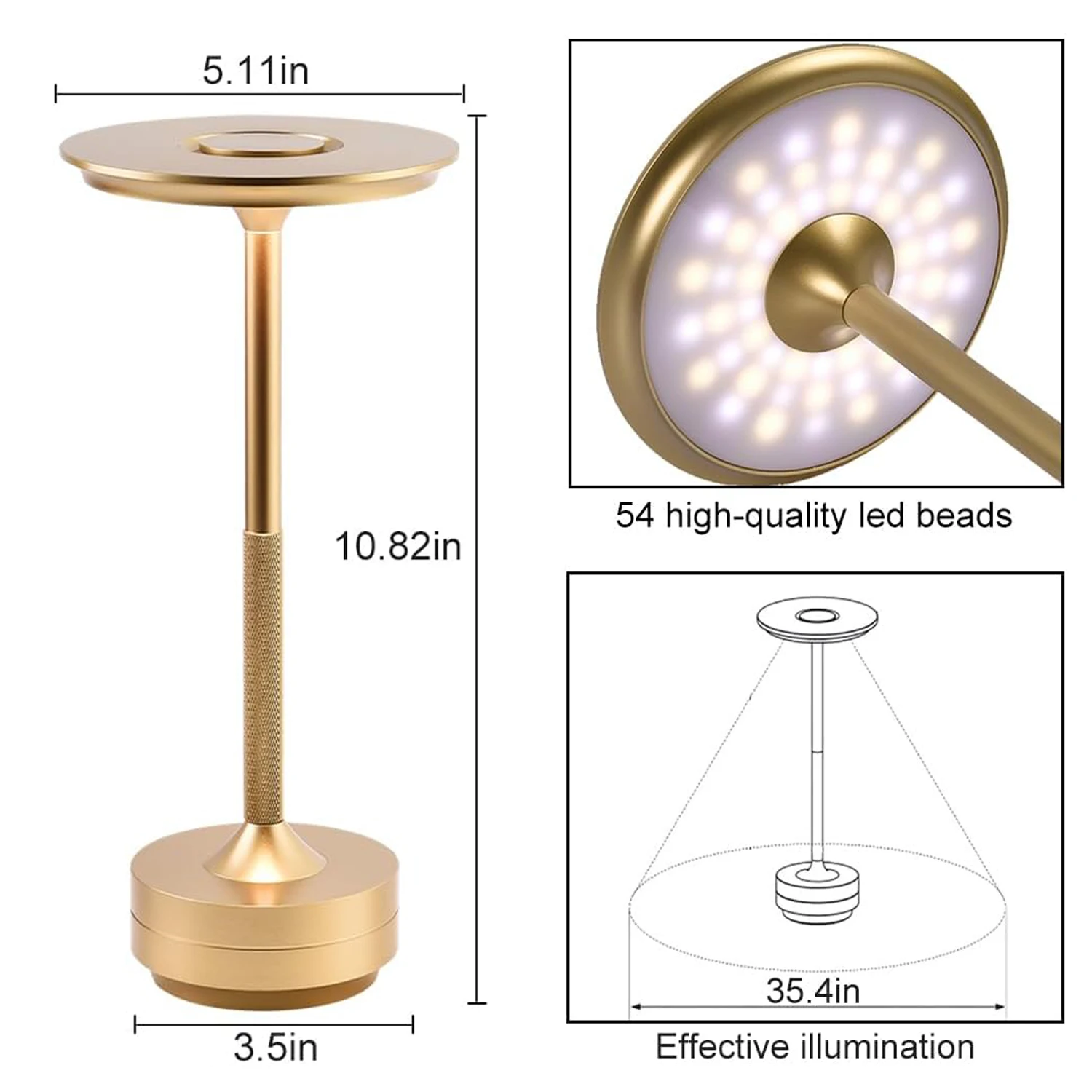 Classic Touch Sensor LED Table Lamp Rechargeable Cordless Desk Lamp 3 Color Adjustable Temperatures Modern Style LED Night Light 4