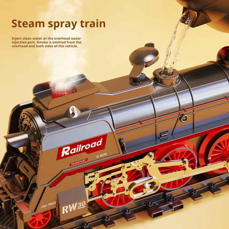 Vintage Steam Train Track Toy Gift Set Simulate Electric Small Train Track Car Toy Surprise Christmas Gift For Children Boys 3