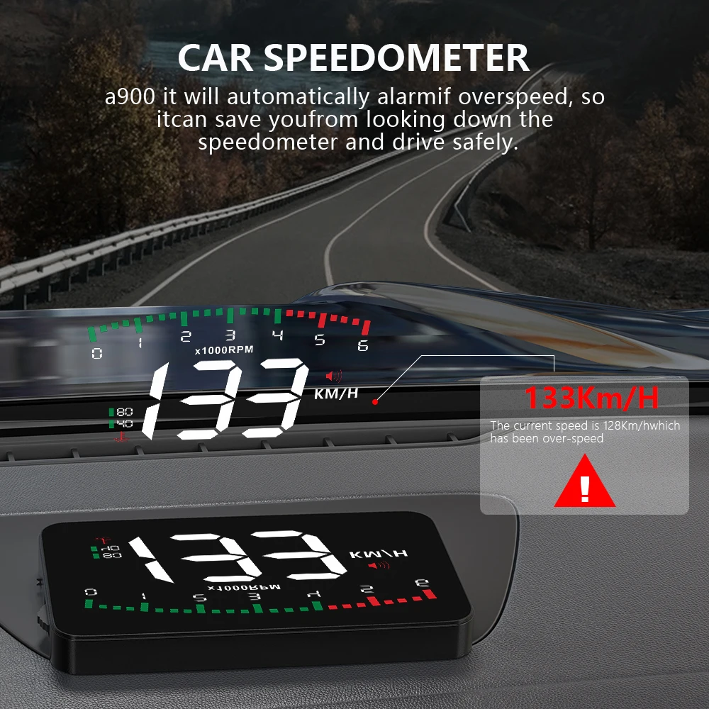 Auto Hud Display Car Projector Alarm EOBD OBD2 Head Up Display Speedometer Windshield Electronic Accessories GEYIREN A900 head up display