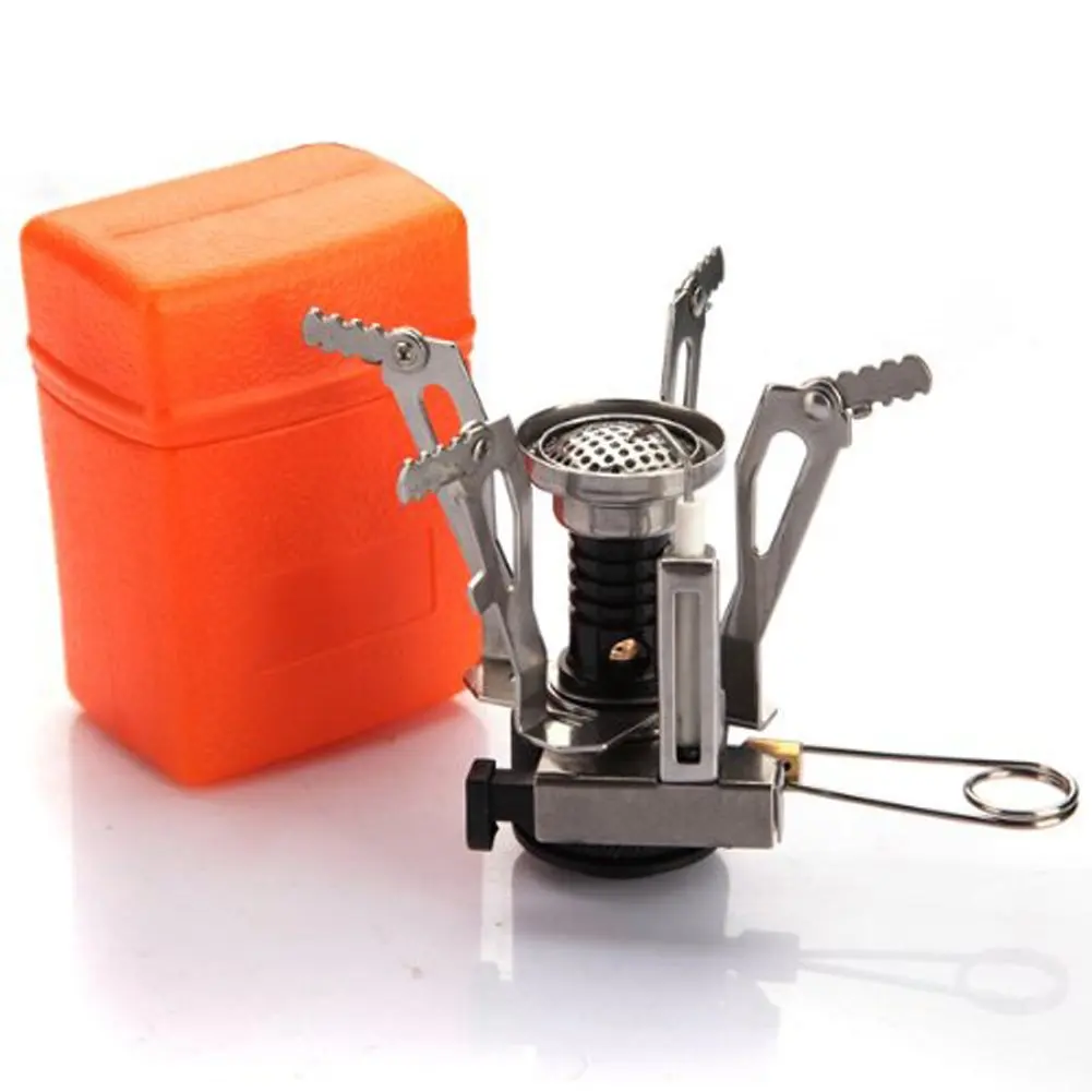 Ultralight Portable Outdoor Picnic Gas Burner Foldable Camping Mini Steel Stove Case for Backpacking &amp Hiking |