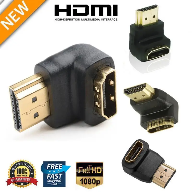 1080P HDMI-compatible Macho a Hembra Ángulo Recto Codo de 90 Grados  Adaptador de Video AV