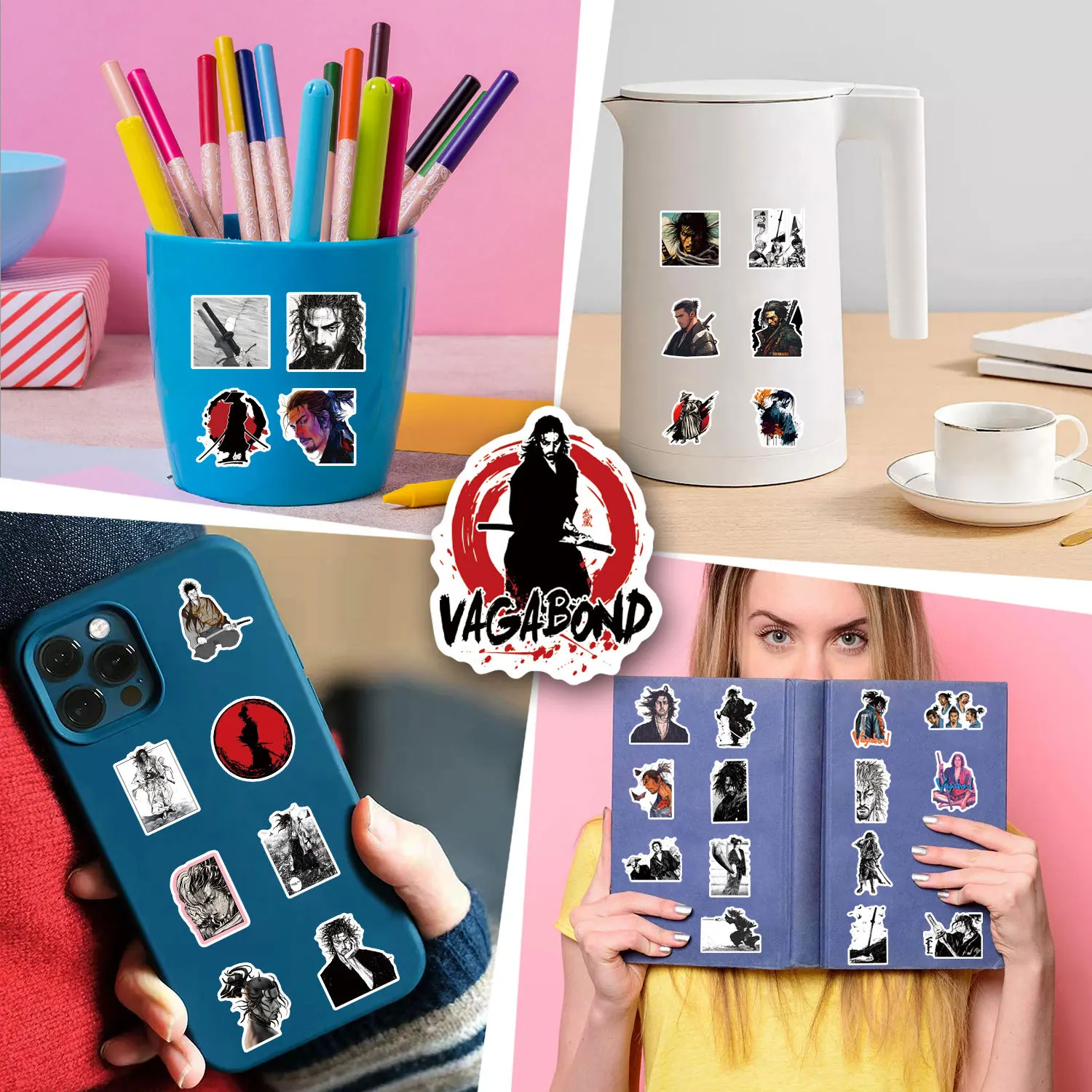 55/110PCS 애니메이션 바가본드 낙서 스티커 DIY 전화 수하물 노트북 기타 자전거 스케이트 보드 냉장고 헬멧 어린이 장난감 스티커