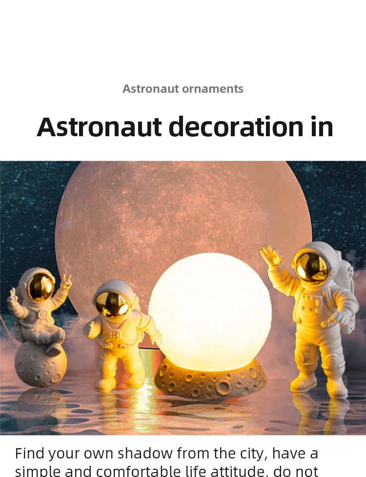 Description Picture 2 of itemAstronaut Ornament Yellow Moon Ambient Light Office Wine Cooler Decorations Modern Astronaut Desktop Ornaments Modeling