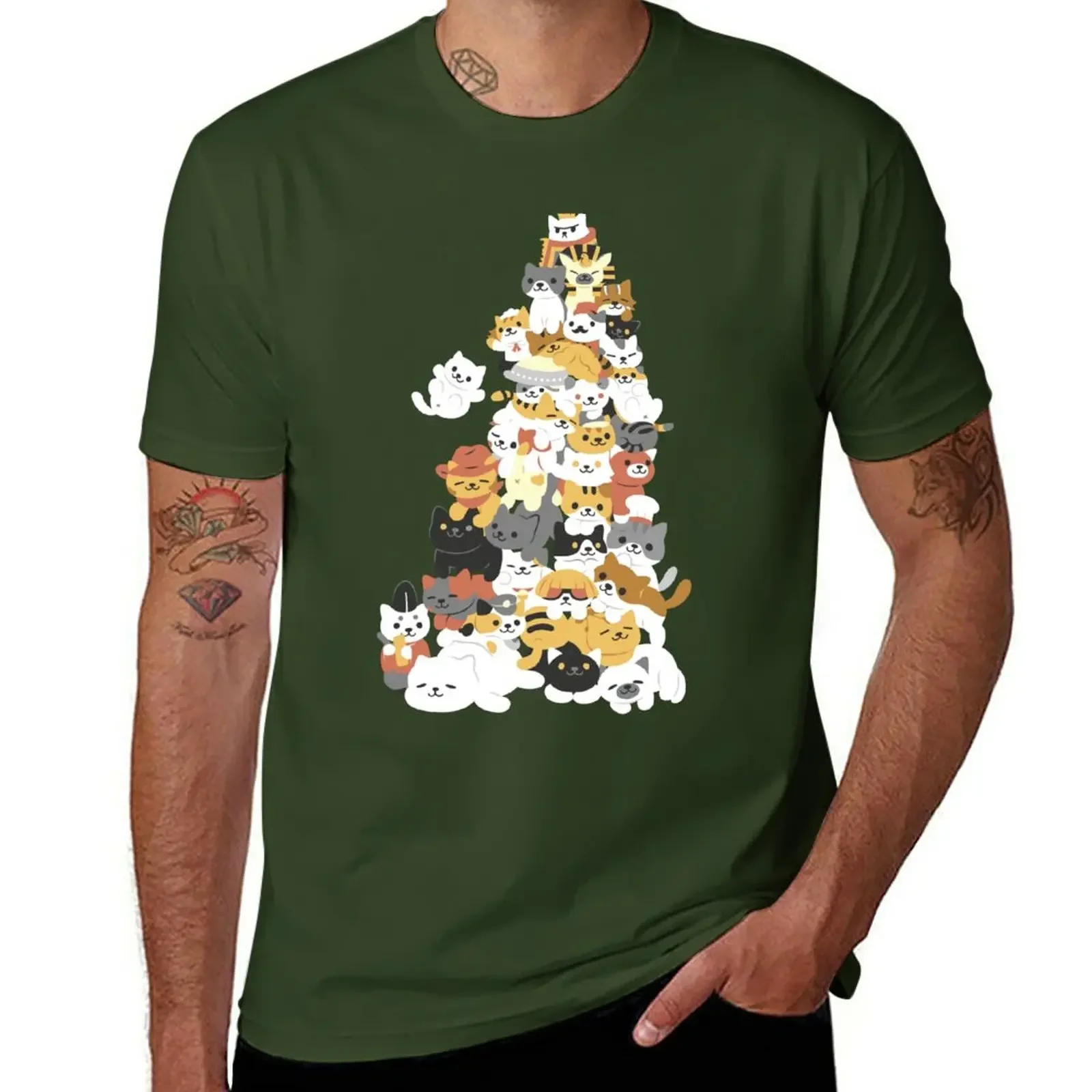 

cat pile T-Shirt anime clothes quick drying tops men t shirts