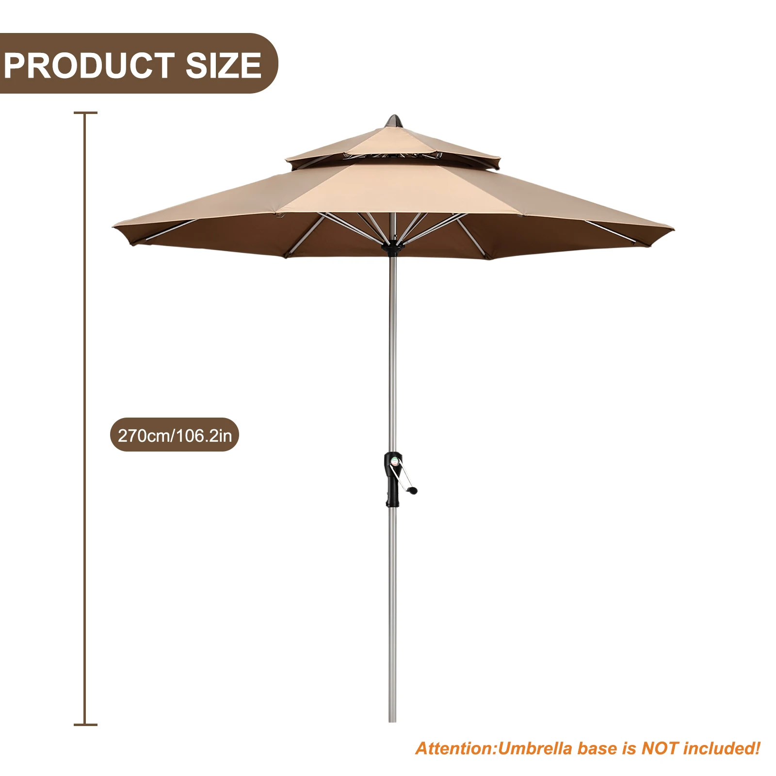 Polyester Outdoor Patio Umbrella with UV Protection for Garden Pool Deck