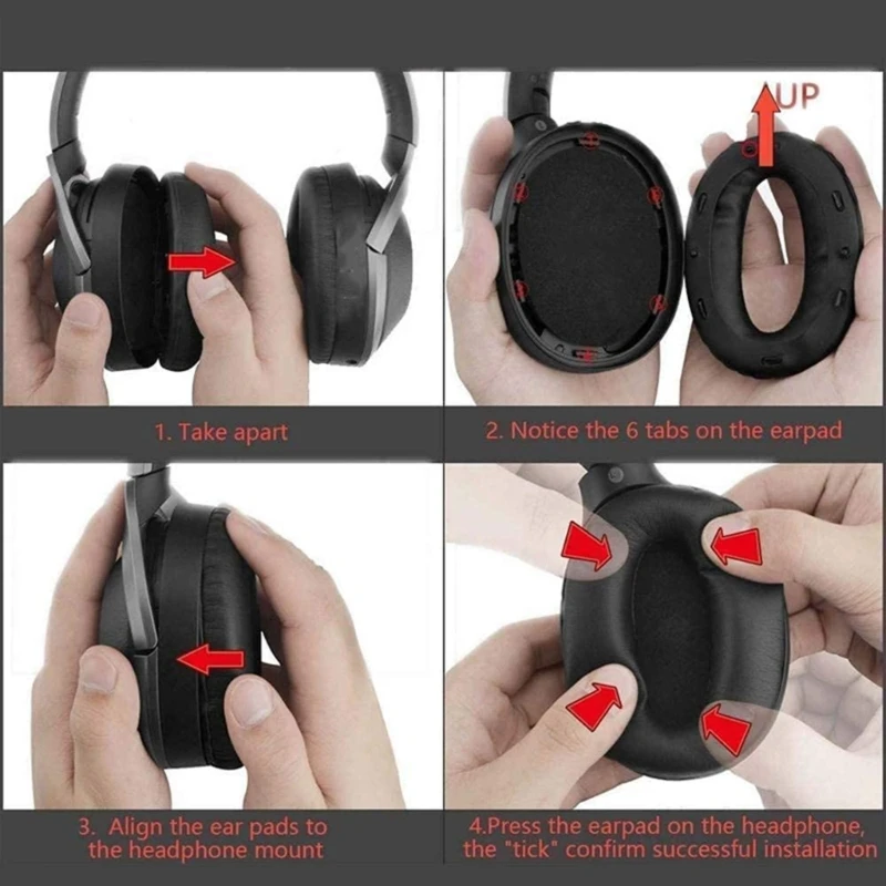 

Leather Ear Pads Cloth Headband Protector for WH-1000XM3 Headset Earmuffs with Buckle Earphone Ear Pads Dropship
