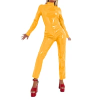 Wet Look PVC Full Sleeve High Neck Catsuits for Women, Faux Latex Jumpsuits, Sexy Bodycon, High Street Party, Club, S-7XL - Image 3