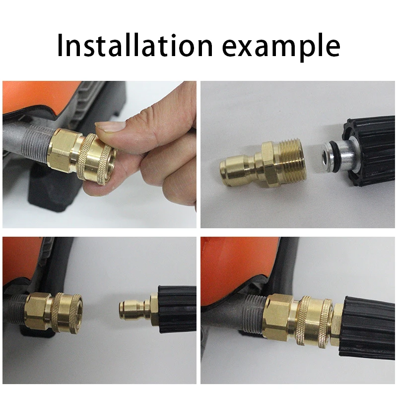 Brass-M22-Quick-Release-Connector-Male-Female-Thread-Pin-Adaptor-For-High-Pressure-Washer-Hose-And.jpg Sárgaréz M22 Gyorskioldó Csatlakozó Férfi Női Szálak Adapter A Nagynyomású Mosó Tömlőhöz És Kimenethez - Image 5
