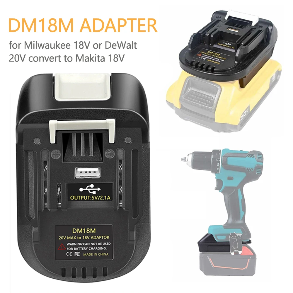 DM18M Battery Adapter For Milwaukee For Dewalt to For Makita