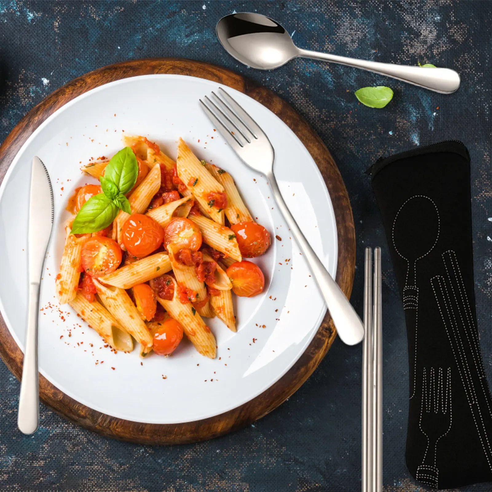 Portable Stainless Steel Flatware Cutlery Set With Case Reusable For Lunch Box Workplace western style cutlery set picnic cutlery set stainless steel cutlery set camping cutlery set wooden cutlery set