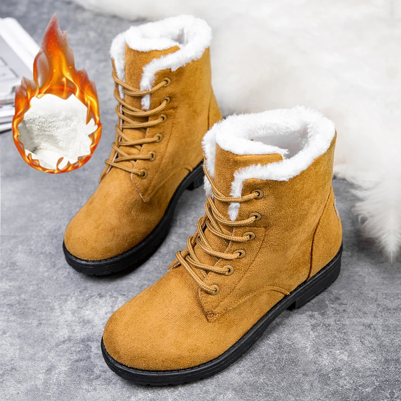 Damen Winterstiefel Warm Gefüttert Wasserdicht - Wildleder Schneestiefel Mit Fell, Schnalle, Reißverschluss, Rutschfest & Modisch