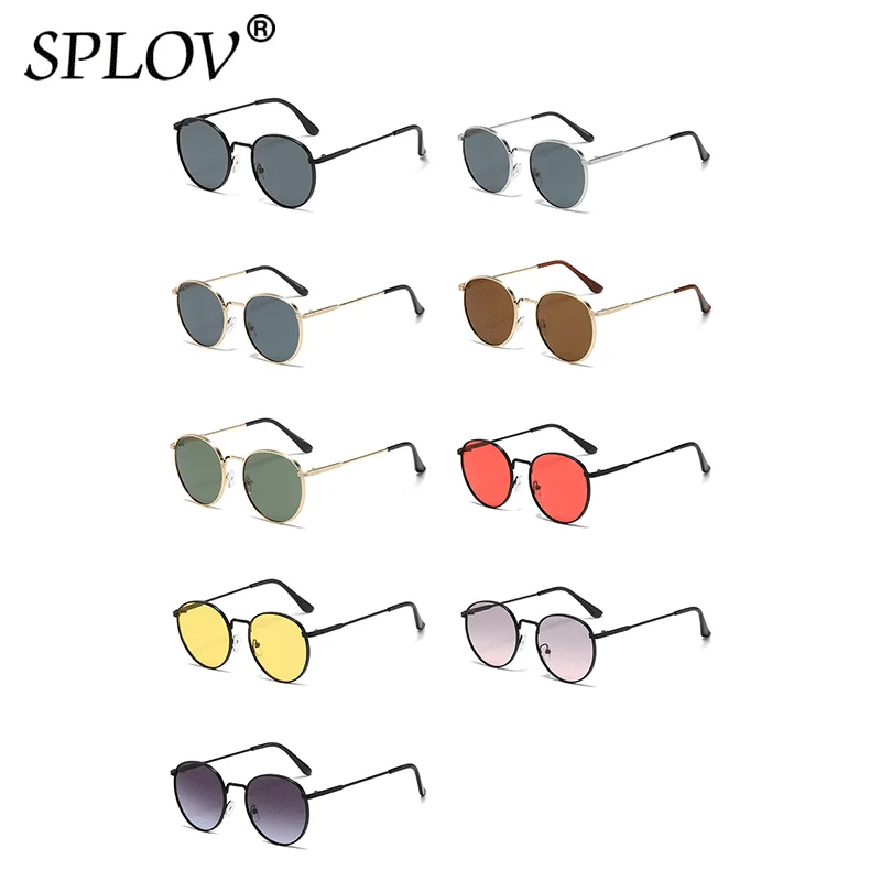 نظارات شمسية مستديرة للرجال والنساء إطار معدني عدس...