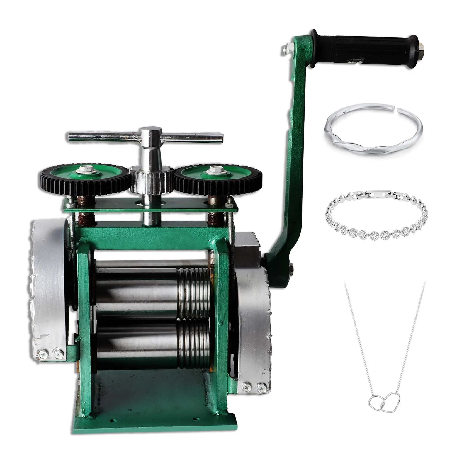 Rolling Mill Machine Jewelry Making Manual Hand Crank Tableting Jewelry Press Tool  For Jewelry Making Square WireFlatSemicircle