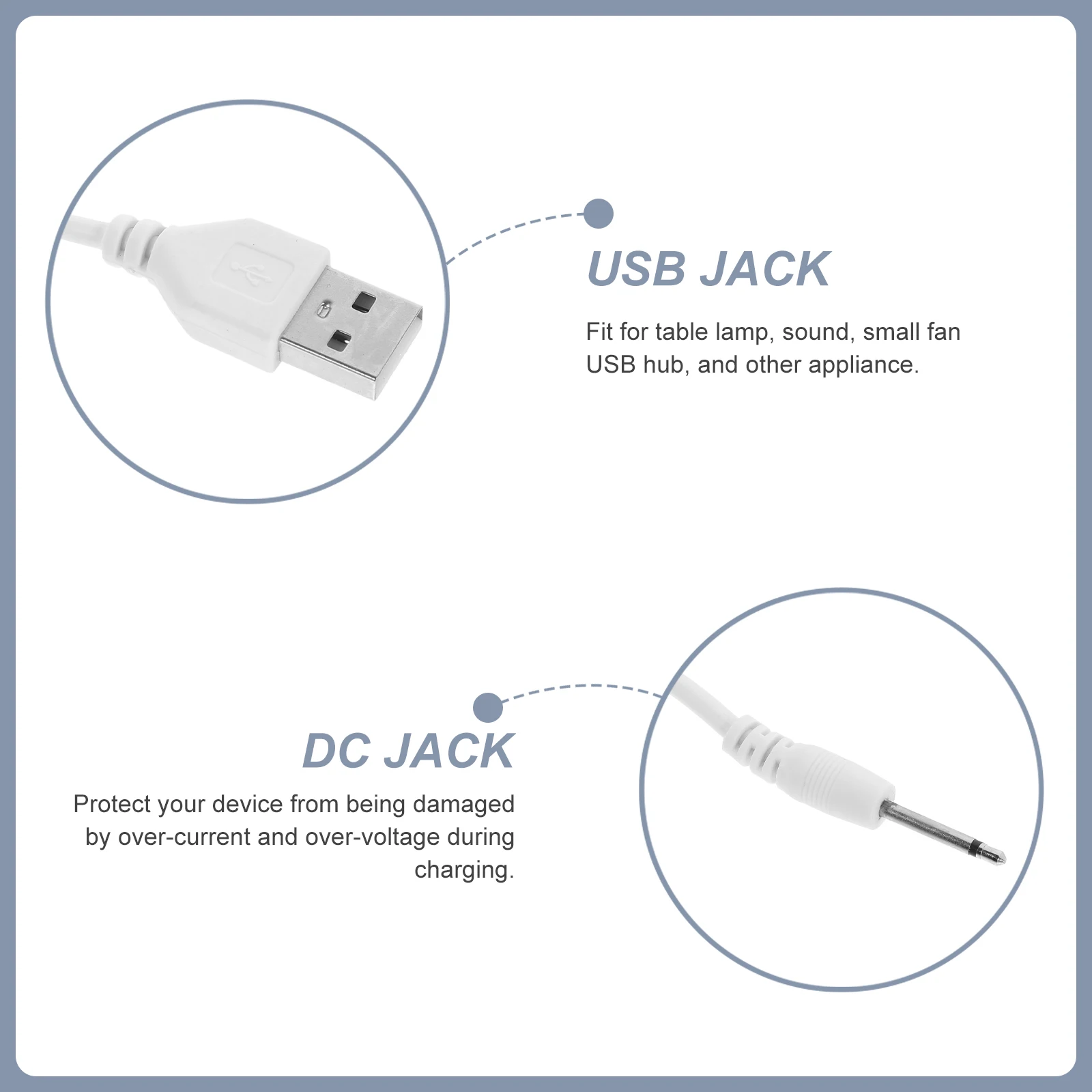 2pcs New Cable USB DC 2.5mm Charging Line USB 2.5 Mono Lines Massagers Accessories Universal Power Supply