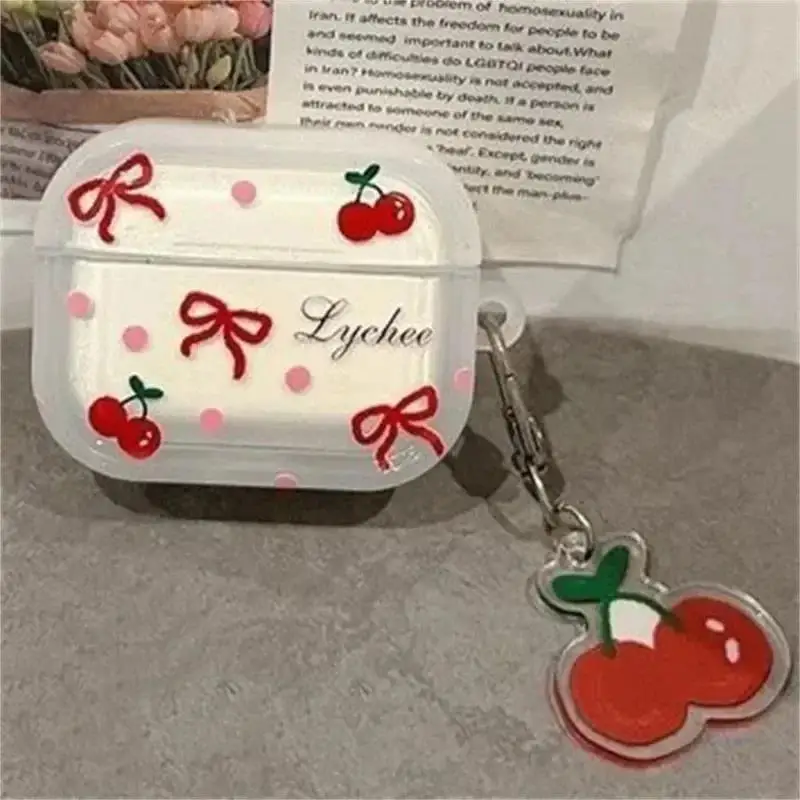 Clear TPU AirPods Case with Pendant for AirPods 1 2 3 Pro